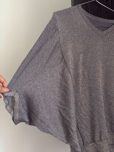 Sparkly V-Neck Poncho Top