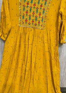 Yellow Embroidered Kurta