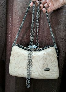 Elegant Embossed Clutch with Chain Strap