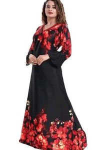 Elegant Black &amp; Red Floral Gown