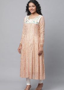 Elegant Peach Embroidered Kurta
