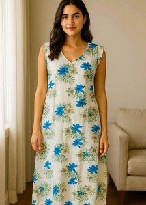 Floral V-Neck Sleeveless Dress