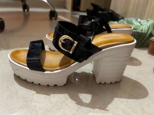 Hello Womens Synthetic Black Heels Sandals 7UK