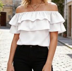 White Ruffle Off-Shoulder Top
