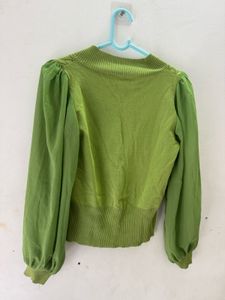 Lime Green V-Neck Knit Top