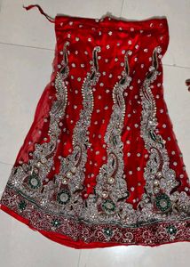 Stunning Red Embellished Ethnic lehnga