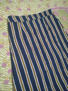 Striped Button-Front Midi Skirt
