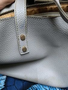 Stylish Grey Faux Leather Handbag