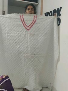 White Dress Material with Neck Design