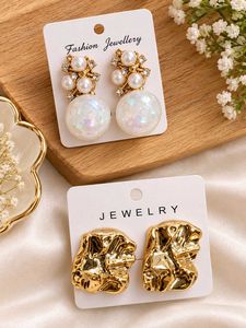 Chic Gold Geometric &amp; Cherry Drop Earrings