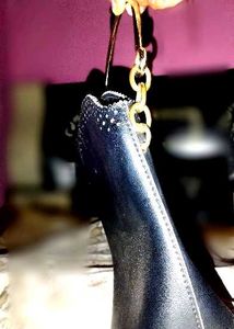 Chic Black Clutch with Gold Chain Handle
