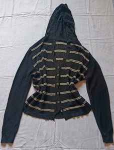 Striped Hooded Cardigan