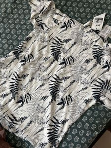 White &amp; Black Fern Print Top