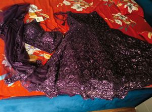 cocktail wine beaded fish cut lehenga choli