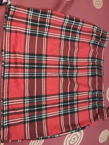 Red Plaid Mini Skirt