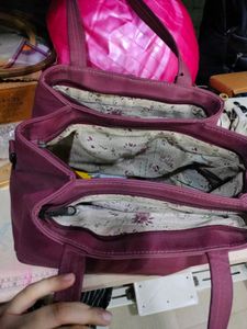 Chic Maroon Tote Bag with Butterfly Charm