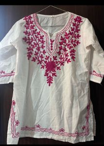 Embroidered White Tunic Top