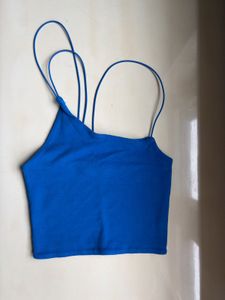Zara Vibrant Blue Asymmetrical Strap Crop Top