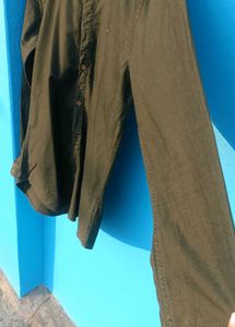 Men's Dark Green Mandarin Collar Shirt