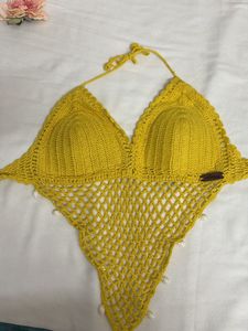 Yellow Crochet Halter Top