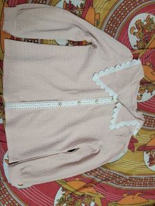 Women's Peach korean Lace Trimmed Top