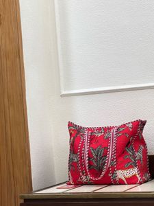 Red Animal Print Tote Bag