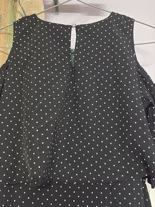 Polka Dot Cold Shoulder Mini Dress
