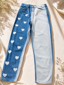 Cute Heart Patchwork Jeans