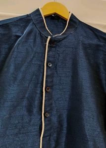Cream Koti With Navy Blue Kurta &amp; Pajama