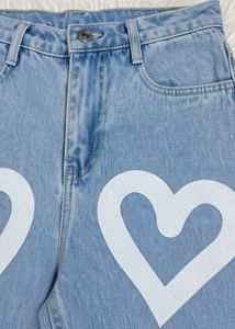 Heart Pattern Denim Jeans