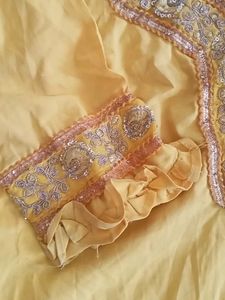 Yellow sarara set with heavy dupatta