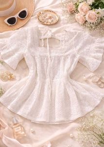 Chic White Lace Peplum Top