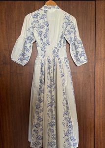Ivory Blue Blockprinted Bel Cotton Dress