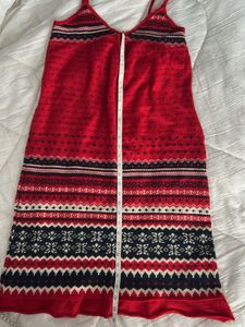 Red Patterned Slip Dress