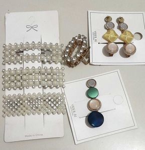 Elegant Pearl &amp; Rhinestone Hair Clips &amp; Earrings S