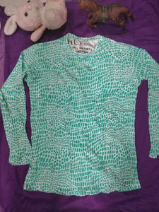 H.E. by Mango Teal Print Top