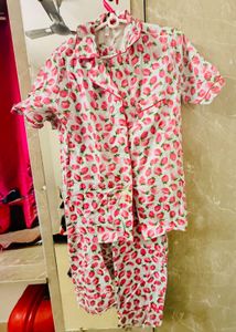 Strawberry Print Pajama Top