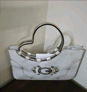 Guess White Patent Leather Handbag