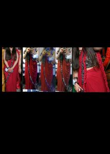 Maroon Sequinned Ruffled Saree