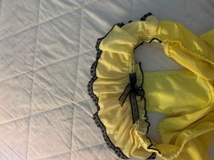 Cute Yellow Ruffled Briefs with Black Lace Trim