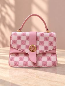 Chic Pink Plaid Handbag