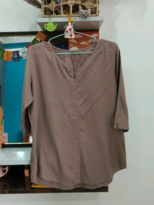 Stylish Brown V-Neck short kurti