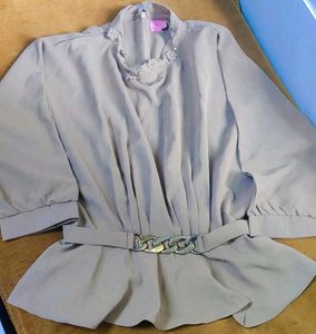 Chic Beige Co-ord Set with Chain Belt