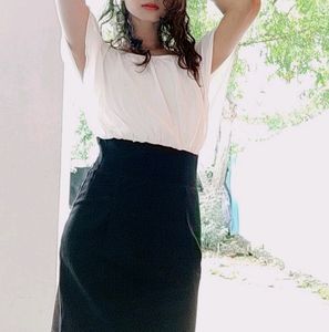 White And Black Bodycon Midi