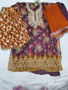 Floral Embroidered Semi Stitched Garara Suit