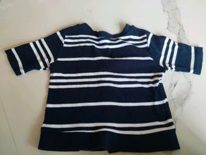 Navy &amp; White Striped Cardigan