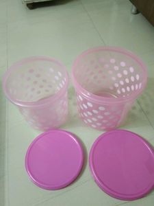 Pink Polka Dot Storage Containers