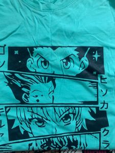Aqua Green Anime Graphic T-Shirt