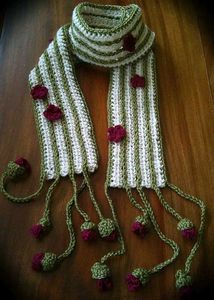 Handmade Crochet Scarf with Flowers