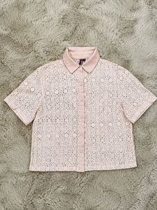 FREE-DELIVERY Sheer Lace Button-Up Top
